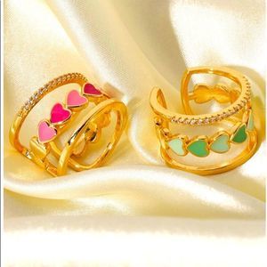 💕BOGO 14k Gold Plated Triple Heart Adjustable Ring